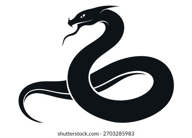 Abstract Coiled Snake Drawing Tribal Tattoo Style Graphic Art Concept White Background