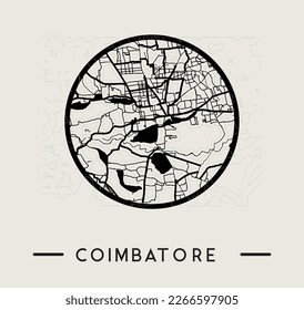 Abstract Coimbatore City Map - Illustration  as EPS 10 File