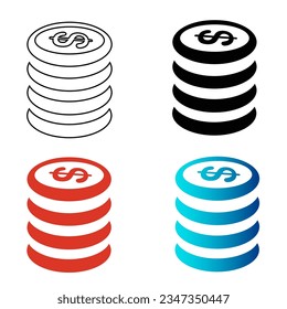 Abstract Coin Stack Silhouette Illustration, can be used for business designs, presentation designs or any suitable designs.