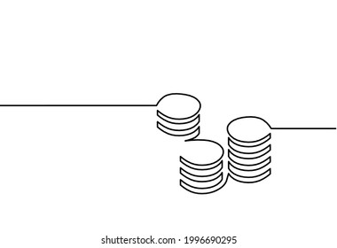 Abstract coins as continuous lines drawing on white background. Vector