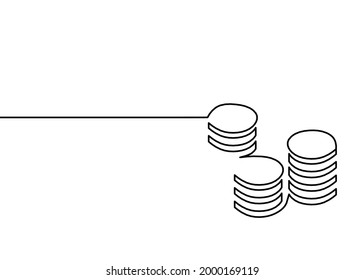 Abstract coins as continuous lines drawing on white background. Vector