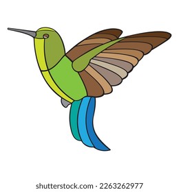 Abstract Colibri.Vector illustration isolated on white background.Hummingbird.