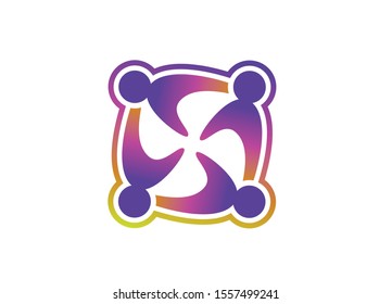 Abstract Collaborative Symbol Evokes Unity Partnership and Interconnectivity Dynamic and Colorful Visual Representation for Teamwork