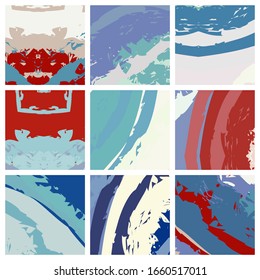 Patrón asimétrico abstracto del colaje. Pincel de trazos mordaza textura. Adornos coloridos vectoriales, estilo tejido de mosaico. Gráficos de arte libre digitales para volante, afiche, portada, tela textil