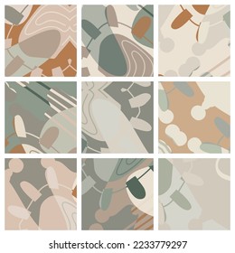 Abstract collage asymmetric pattern. Brush strokes grunge texture. Vector colorful ornament, patchwork quilt style. Digital freehand art backgrounds set for flyer, poster, cover, textile fabric print