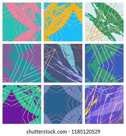 Abstract collage asymmetric pattern. Digital freehand art, grunge texture. Vector patchwork quilt background. Decorative elements, brush strokes ornament for flyer, poster, cover, textile fabric print
