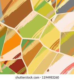 Abstract collage asymmetric pattern. Digital freehand art, grunge texture. Vector patchwork quilt background. Decorative elements, brush strokes ornament for flyer, poster, cover, textile fabric print