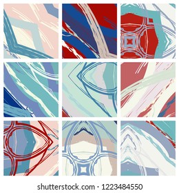 Abstract collage asymmetric pattern. Digital freehand art, grunge texture. Vector patchwork quilt background. Decorative elements, brush strokes ornament for flyer, poster, cover, textile fabric print