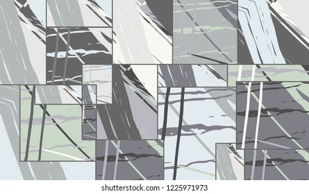 Abstract collage asymmetric pattern. Digital freehand art, grunge texture. Vector patchwork quilt background. Decorative elements, brush strokes ornament for flyer, poster, cover, textile fabric print