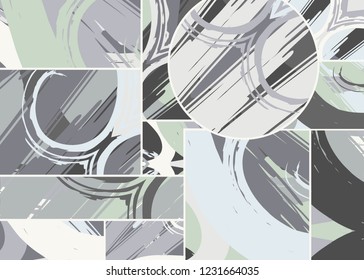 Abstract collage asymmetric pattern. Digital freehand art, grunge texture. Vector patchwork quilt background. Decorative elements, brush strokes ornament for flyer, poster, cover, textile fabric print
