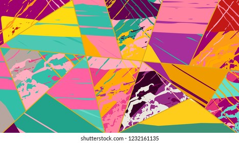 Abstract collage asymmetric pattern. Digital freehand art, grunge texture. Vector patchwork quilt background. Decorative elements, brush strokes ornament for flyer, poster, cover, textile fabric print