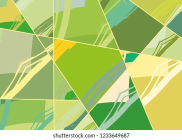 Abstract collage asymmetric pattern. Digital freehand art, grunge texture. Vector patchwork quilt background. Decorative elements, brush strokes ornament for flyer, poster, cover, textile fabric print