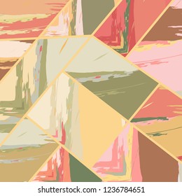 Abstract collage asymmetric pattern. Digital freehand art, grunge texture. Vector patchwork quilt background. Decorative elements, brush strokes ornament for flyer, poster, cover, textile fabric print
