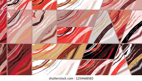 Abstract collage asymmetric pattern. Digital freehand art, grunge texture. Vector patchwork quilt background. Decorative elements, brush strokes ornament for flyer, poster, cover, textile fabric print
