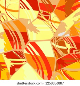 Abstract collage asymmetric pattern. Digital freehand art, grunge texture. Vector patchwork quilt background. Decorative elements, brush strokes ornament for flyer, poster, cover, textile fabric print