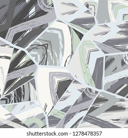 Abstract collage asymmetric pattern. Digital freehand art, grunge texture. Vector patchwork quilt background. Decorative elements, brush strokes ornament for flyer, poster, cover, textile fabric print