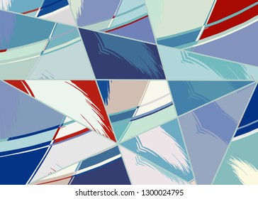 Abstract collage asymmetric pattern. Digital freehand art, grunge texture. Vector patchwork quilt background. Decorative elements, brush strokes ornament for flyer, poster, cover, textile fabric print