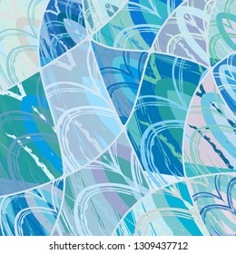 Abstract collage asymmetric pattern. Digital freehand art, grunge texture. Vector patchwork quilt background. Decorative elements, brush strokes ornament for flyer, poster, cover, textile fabric print