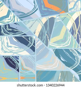 Abstract collage asymmetric pattern. Digital freehand art, grunge texture. Vector patchwork quilt background. Decorative elements, brush strokes ornament for flyer, poster, cover, textile fabric print