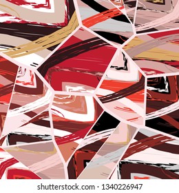 Abstract collage asymmetric pattern. Digital freehand art, grunge texture. Vector patchwork quilt background. Decorative elements, brush strokes ornament for flyer, poster, cover, textile fabric print
