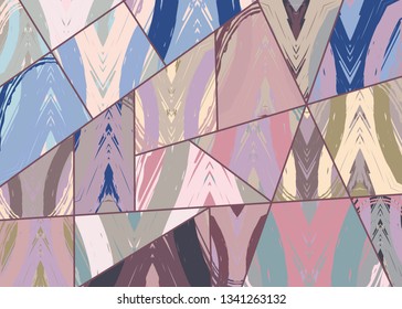 Abstract collage asymmetric pattern. Digital freehand art, grunge texture. Vector patchwork quilt background. Decorative elements, brush strokes ornament for flyer, poster, cover, textile fabric print