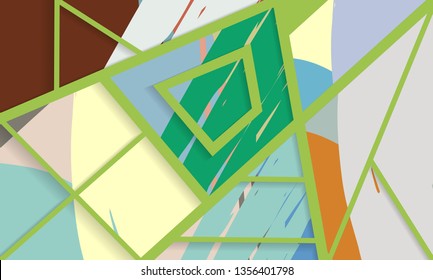 Abstract collage asymmetric pattern. Digital freehand art, grunge texture. Vector patchwork quilt background. Decorative elements, brush strokes ornament for flyer, poster, cover, textile fabric print