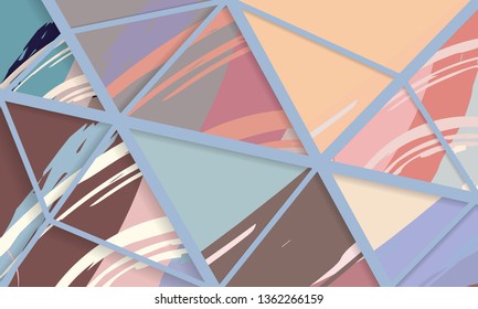 Abstract collage asymmetric pattern. Digital freehand art, grunge texture. Vector patchwork quilt background. Decorative elements, brush strokes ornament for flyer, poster, cover, textile fabric print
