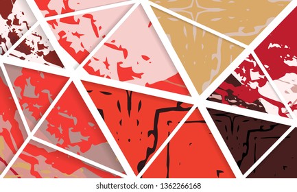 Abstract collage asymmetric pattern. Digital freehand art, grunge texture. Vector patchwork quilt background. Decorative elements, brush strokes ornament for flyer, poster, cover, textile fabric print