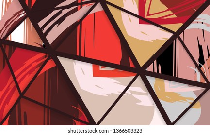 Abstract collage asymmetric pattern. Digital freehand art, grunge texture. Vector patchwork quilt background. Decorative elements, brush strokes ornament for flyer, poster, cover, textile fabric print