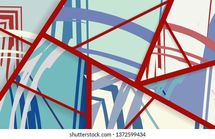 Abstract collage asymmetric pattern. Digital freehand art, grunge texture. Vector patchwork quilt background. Decorative elements, brush strokes ornament for flyer, poster, cover, textile fabric print