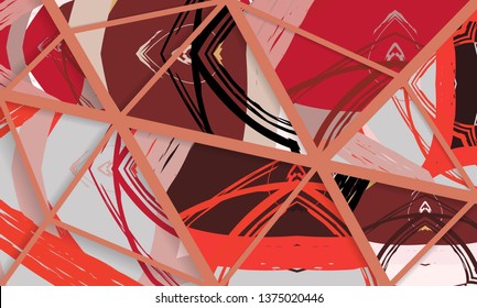 Abstract collage asymmetric pattern. Digital freehand art, grunge texture. Vector patchwork quilt background. Decorative elements, brush strokes ornament for flyer, poster, cover, textile fabric print