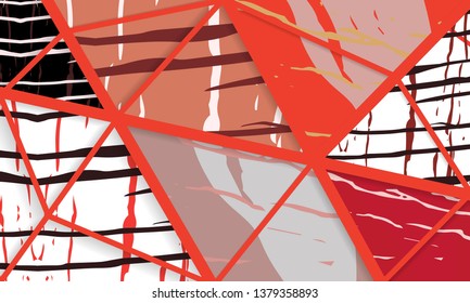 Abstract collage asymmetric pattern. Digital freehand art, grunge texture. Vector patchwork quilt background. Decorative elements, brush strokes ornament for flyer, poster, cover, textile fabric print