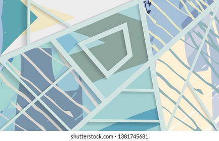 Abstract collage asymmetric pattern. Digital freehand art, grunge texture. Vector patchwork quilt background. Decorative elements, brush strokes ornament for flyer, poster, cover, textile fabric print