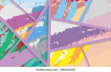 Abstract collage asymmetric pattern. Digital freehand art, grunge texture. Vector patchwork quilt background. Decorative elements, brush strokes ornament for flyer, poster, cover, textile fabric print