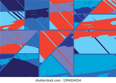 Abstract collage asymmetric pattern. Digital freehand art, grunge texture. Vector patchwork quilt background. Decorative elements, brush strokes ornament for flyer, poster, cover, textile fabric print
