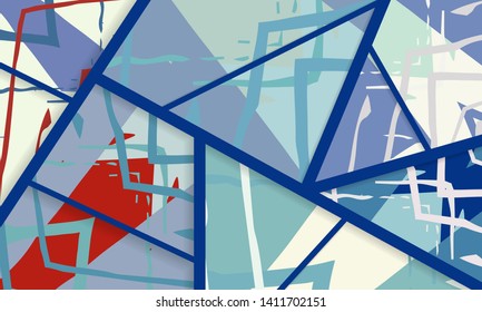 Abstract collage asymmetric pattern. Digital freehand art, grunge texture. Vector patchwork quilt background. Decorative elements, brush strokes ornament for flyer, poster, cover, textile fabric print