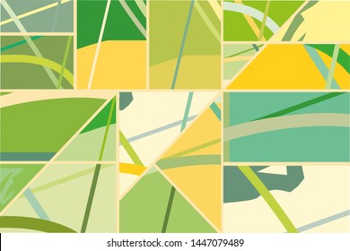 Abstract collage asymmetric pattern. Digital freehand art, grunge texture. Vector patchwork quilt background. Decorative elements, brush strokes ornament for flyer, poster, cover, textile fabric print