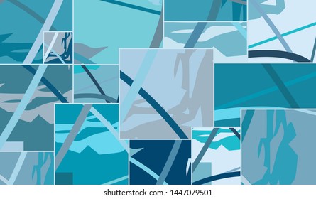 Abstract collage asymmetric pattern. Digital freehand art, grunge texture. Vector patchwork quilt background. Decorative elements, brush strokes ornament for flyer, poster, cover, textile fabric print
