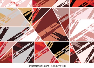 Abstract collage asymmetric pattern. Digital freehand art, grunge texture. Vector patchwork quilt background. Decorative elements, brush strokes ornament for flyer, poster, cover, textile fabric print