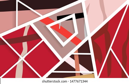 Abstract collage asymmetric pattern. Digital freehand art, grunge texture. Vector patchwork quilt background. Decorative elements, brush strokes ornament for flyer, poster, cover, textile fabric print