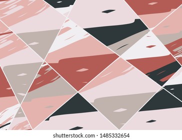 Abstract collage asymmetric pattern. Digital freehand art, grunge texture. Vector patchwork quilt background. Decorative elements, brush strokes ornament for flyer, poster, cover, textile fabric print