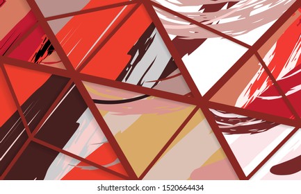Abstract collage asymmetric pattern. Digital freehand art, grunge texture. Vector patchwork quilt background. Decorative elements, brush strokes ornament for flyer, poster, cover, textile fabric print