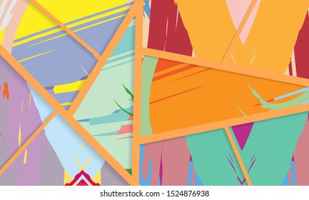 Abstract collage asymmetric pattern. Digital freehand art, grunge texture. Vector patchwork quilt background. Decorative elements, brush strokes ornament for flyer, poster, cover, textile fabric print