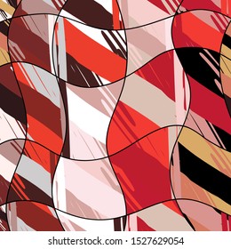 Abstract collage asymmetric pattern. Digital freehand art, grunge texture. Vector patchwork quilt background. Decorative elements, brush strokes ornament for flyer, poster, cover, textile fabric print