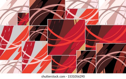 Abstract collage asymmetric pattern. Digital freehand art, grunge texture. Vector patchwork quilt background. Decorative elements, brush strokes ornament for flyer, poster, cover, textile fabric print