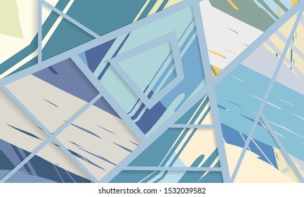 Abstract collage asymmetric pattern. Digital freehand art, grunge texture. Vector patchwork quilt background. Decorative elements, brush strokes ornament for flyer, poster, cover, textile fabric print