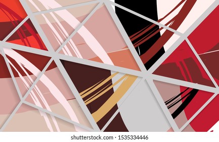 Abstract collage asymmetric pattern. Digital freehand art, grunge texture. Vector patchwork quilt background. Decorative elements, brush strokes ornament for flyer, poster, cover, textile fabric print