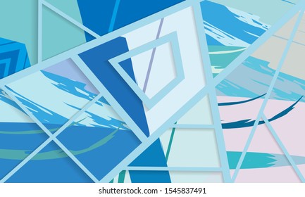 Abstract collage asymmetric pattern. Digital freehand art, grunge texture. Vector patchwork quilt background. Decorative elements, brush strokes ornament for flyer, poster, cover, textile fabric print