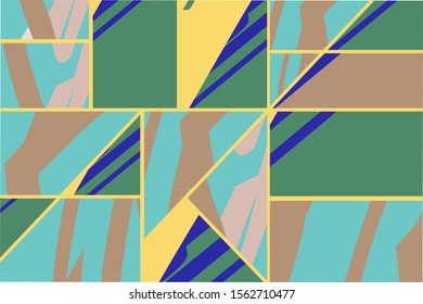 Abstract collage asymmetric pattern. Digital freehand art, grunge texture. Vector patchwork quilt background. Decorative elements, brush strokes ornament for flyer, poster, cover, textile fabric print