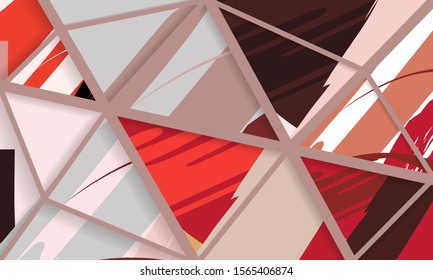 Abstract collage asymmetric pattern. Digital freehand art, grunge texture. Vector patchwork quilt background. Decorative elements, brush strokes ornament for flyer, poster, cover, textile fabric print